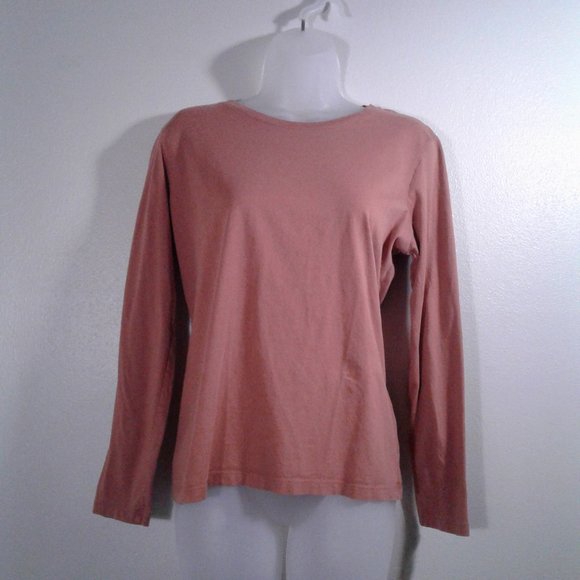 Lands' End Crewneck Long-Sleeve 100% Cotton Relaxed Fit T-Shirt in Rust - MP - Picture 1 of 6